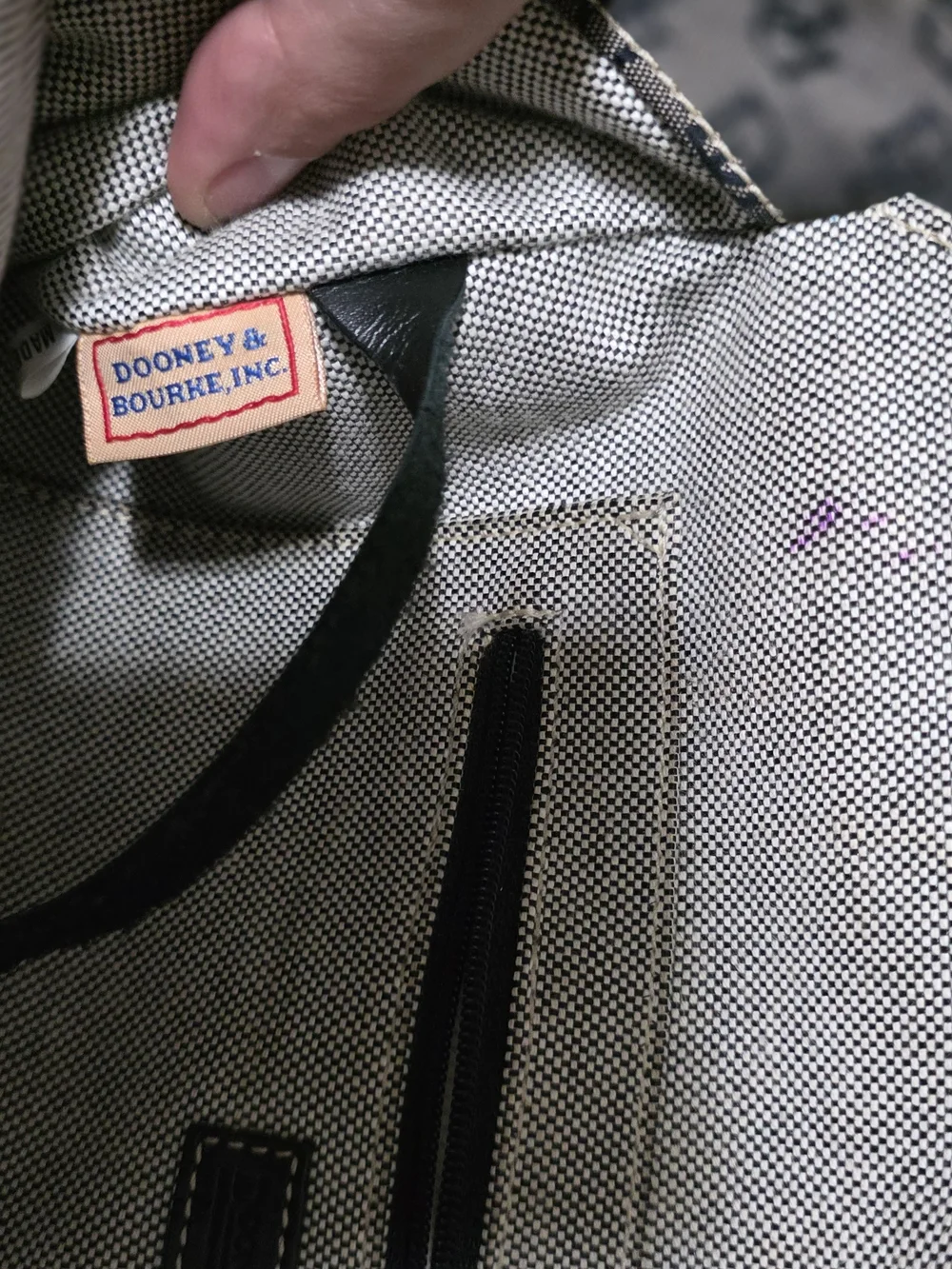 Monogram Pattern Canvas Tote Bag in Gray and Black